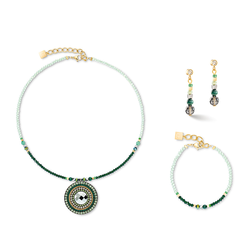Lush Green Malachite Necklace with European Crystal Disk 2035/10_0516