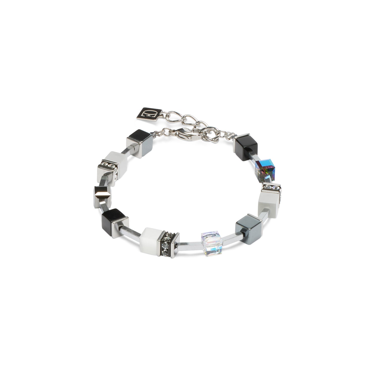 GeoCube Lite White, Grey & Stainless Steel Bracelet 2600/30_1314