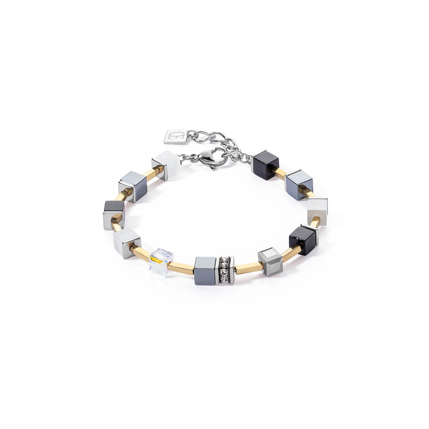 GeoCube Sleek Black, Grey, Gold & Silver Bracelet 2700/30_1333