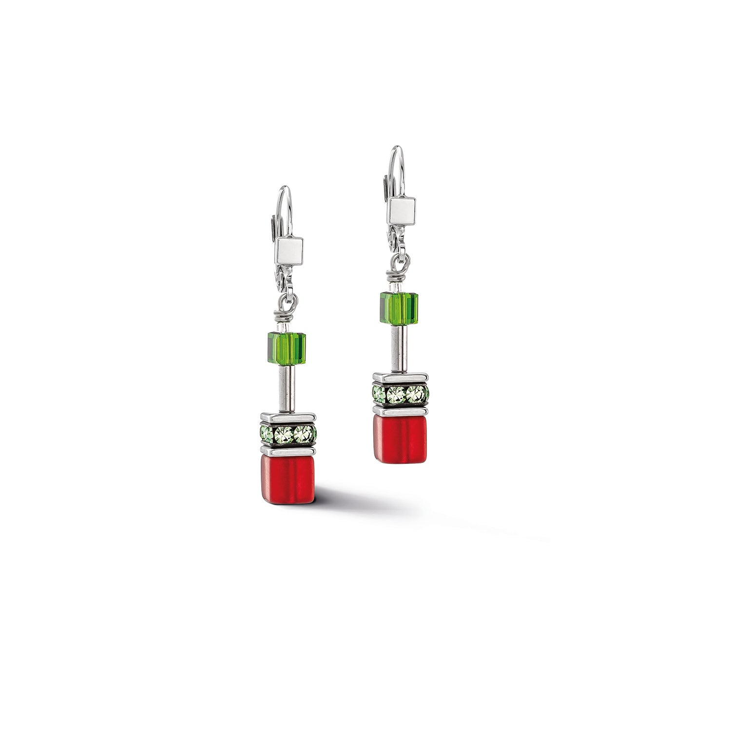 GeoCube Citrus Green & Red Earrings 4023/20_0305