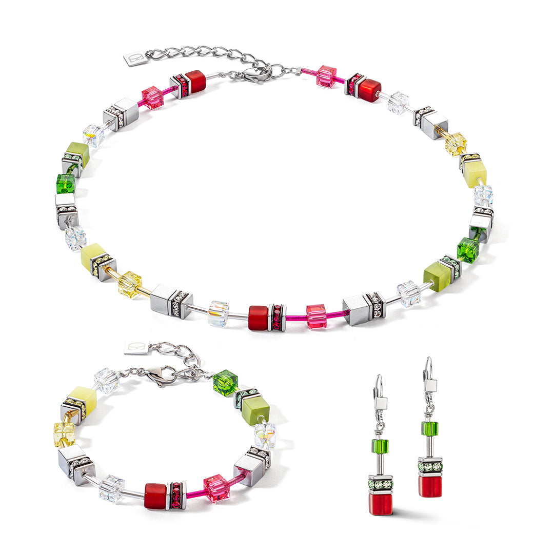 GeoCube Citrus Green & Red Earrings 4023/20_0305