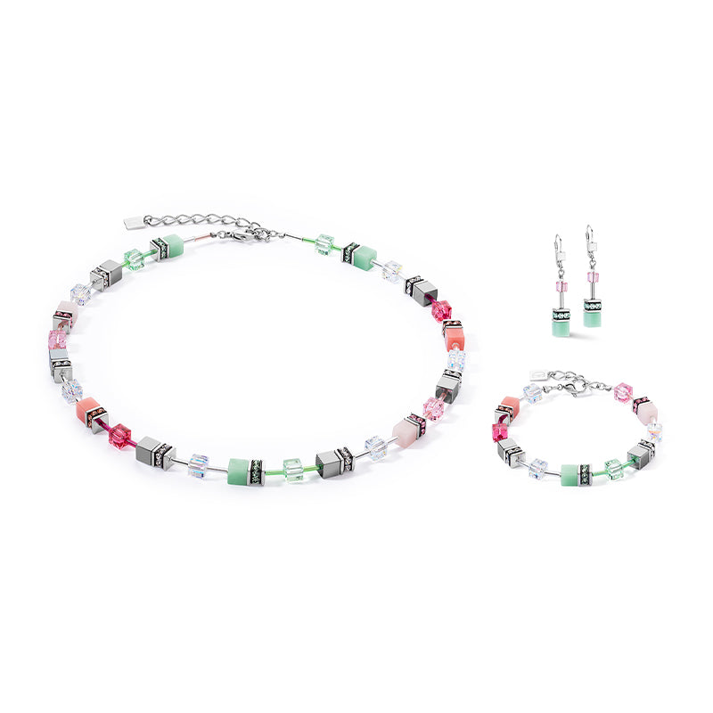 GeoCube Green-Pink Necklace 4023/10_0504