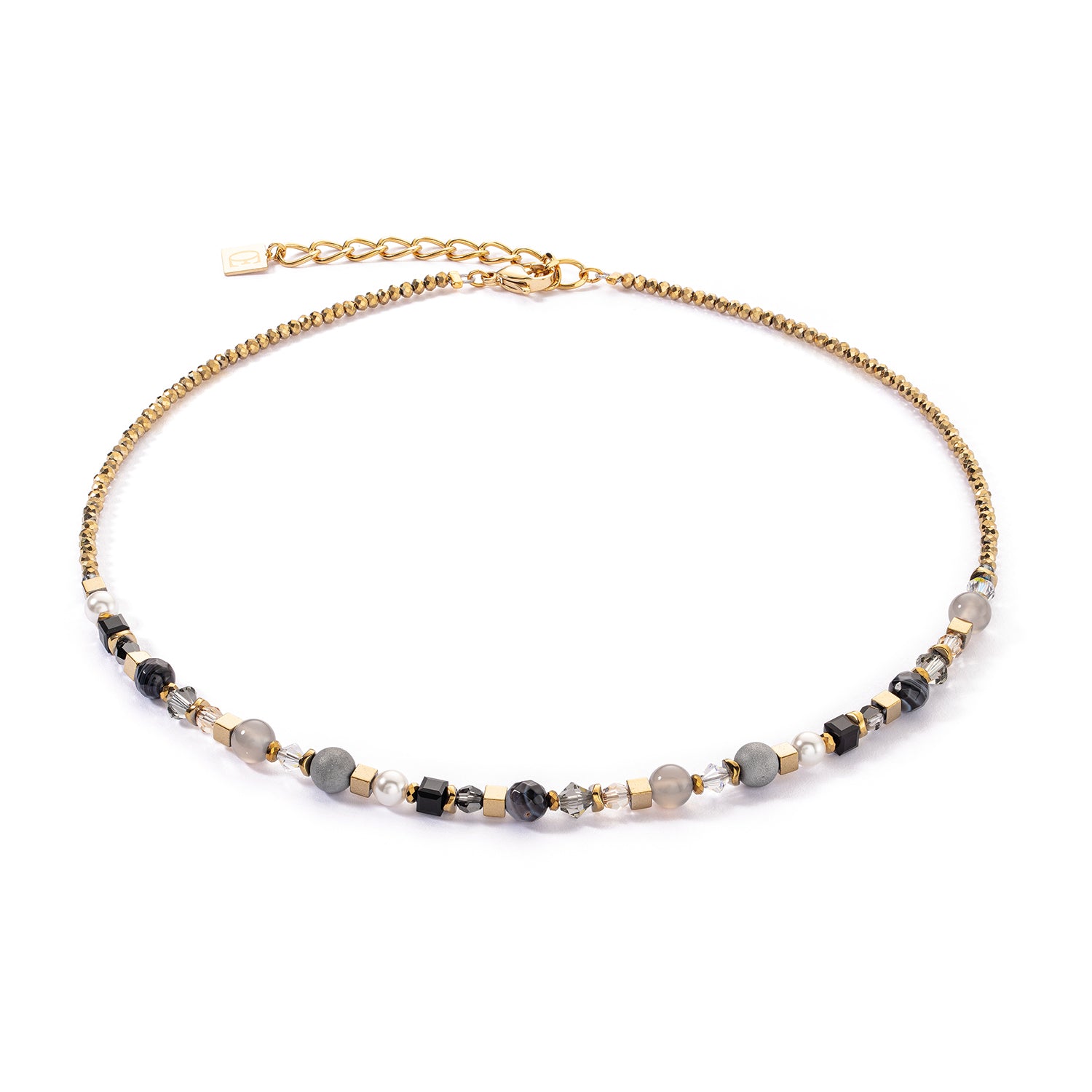 Festive Spheres Gold - Graphite Necklace 4345/10_1216