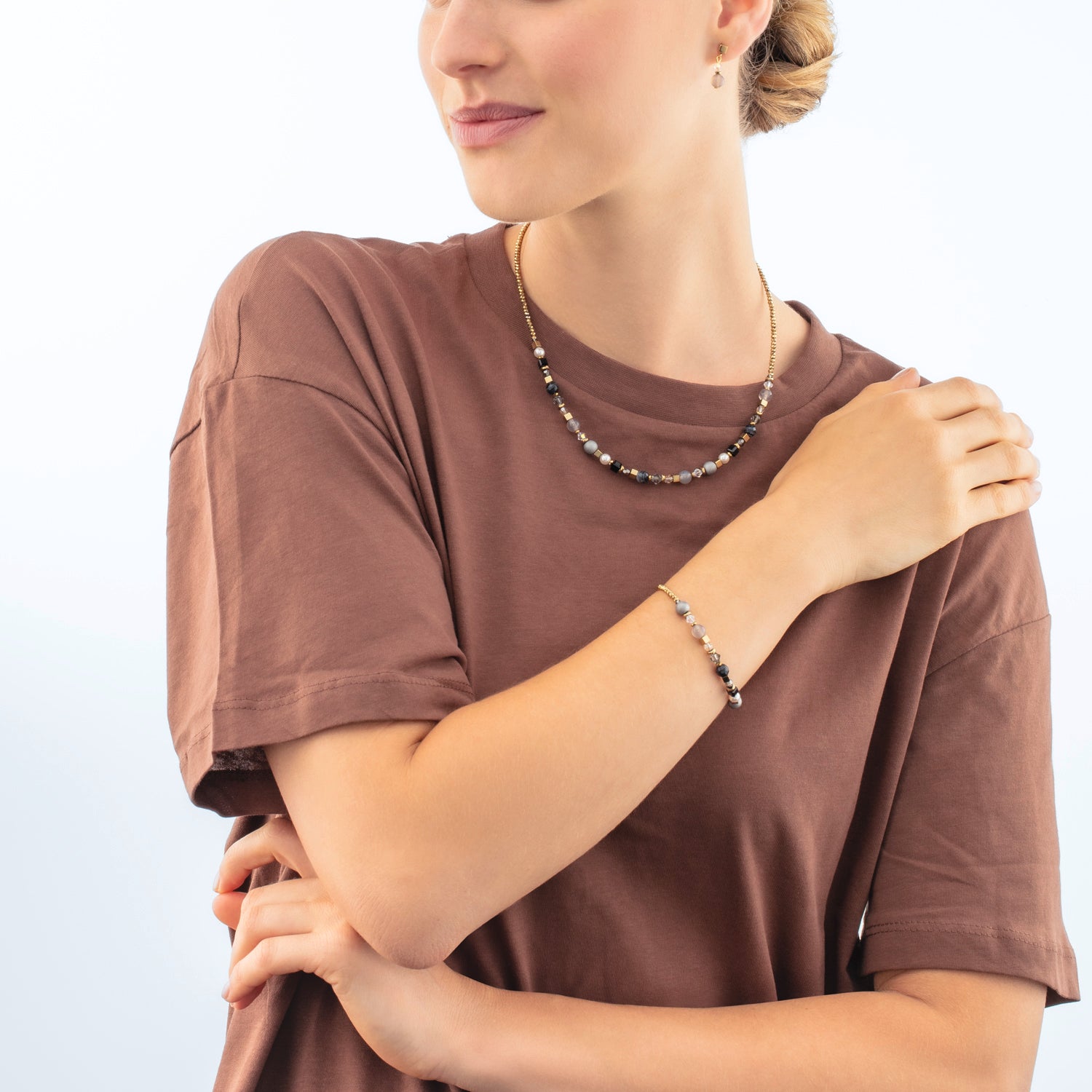 Festive Spheres Gold - Graphite Necklace 4345/10_1216