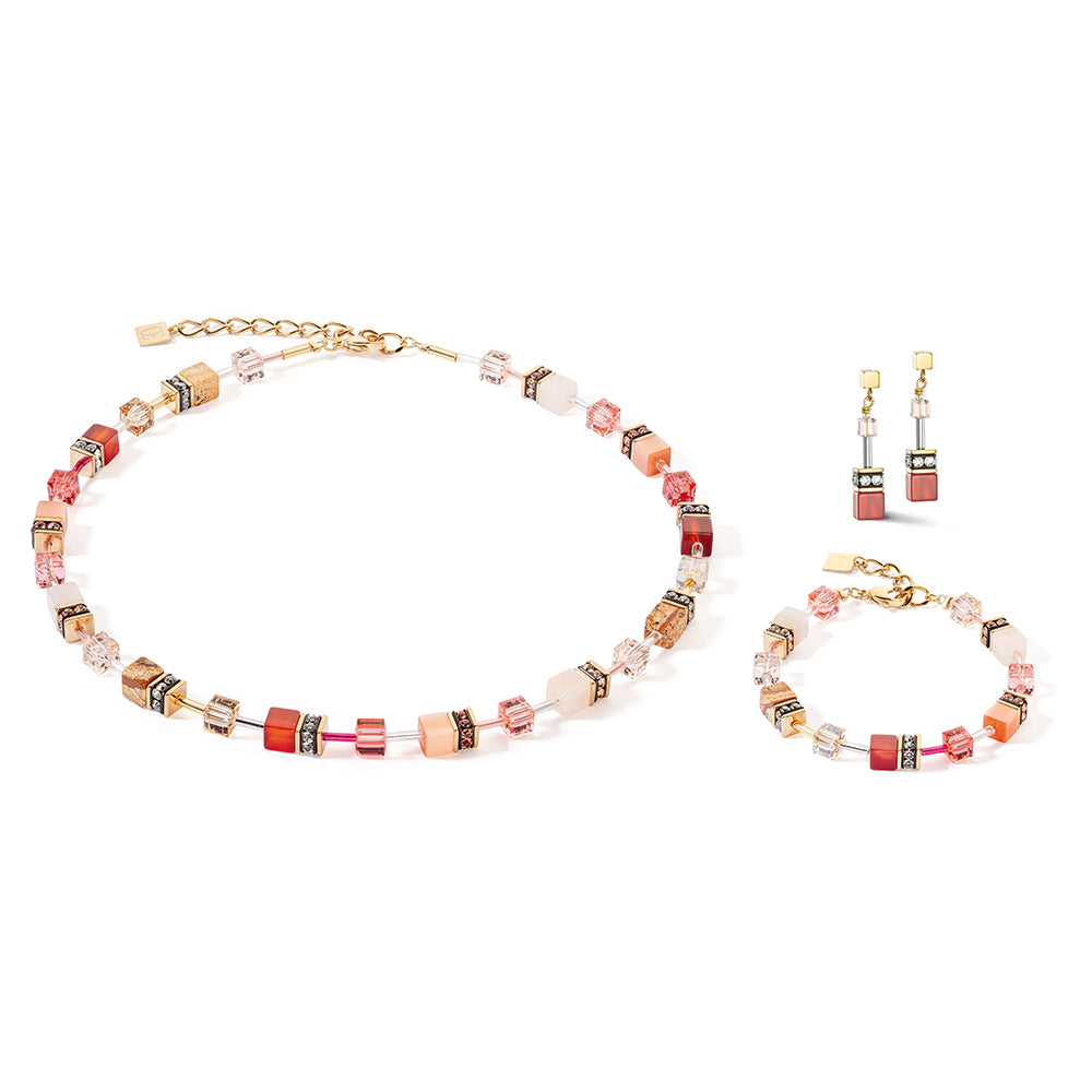 Geo Cube Iconic Precious Red & Beige Necklace 4905/10_0310