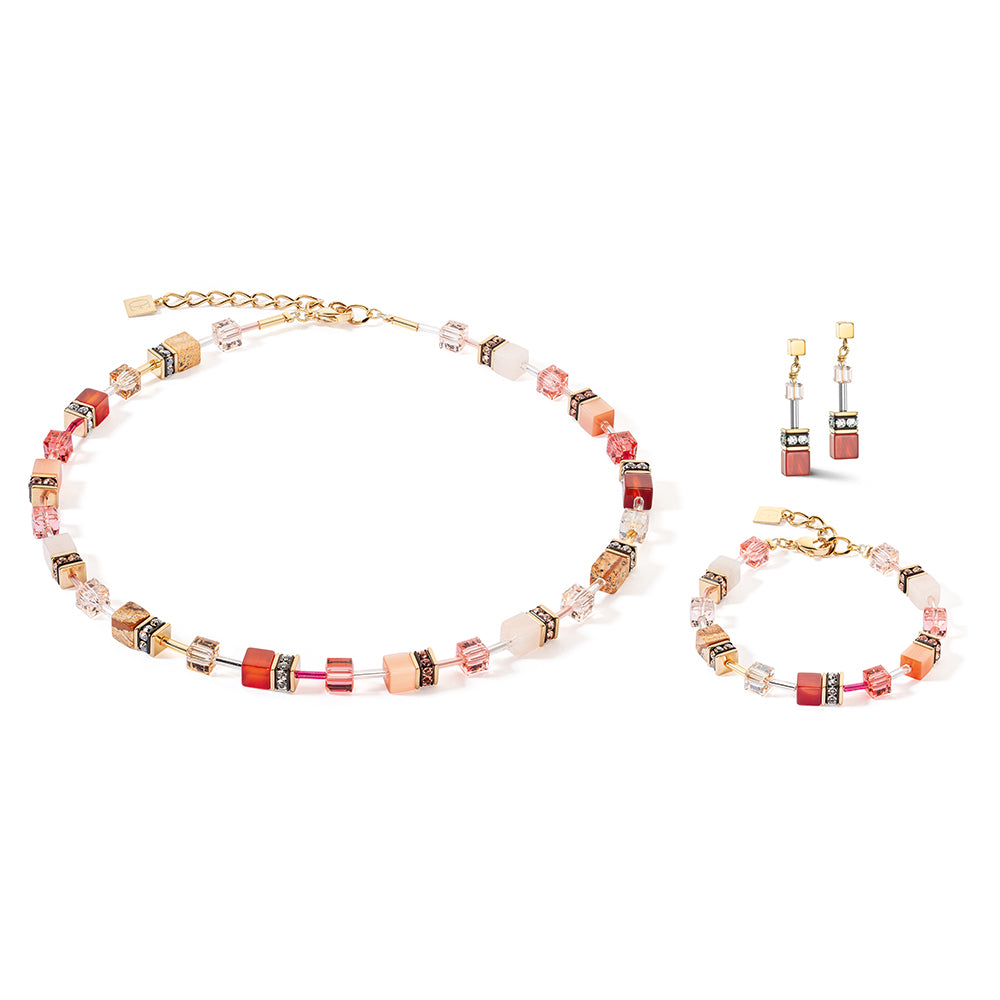 GeoCube Iconic Precious Red & Beige Necklace 4905/10_0310
