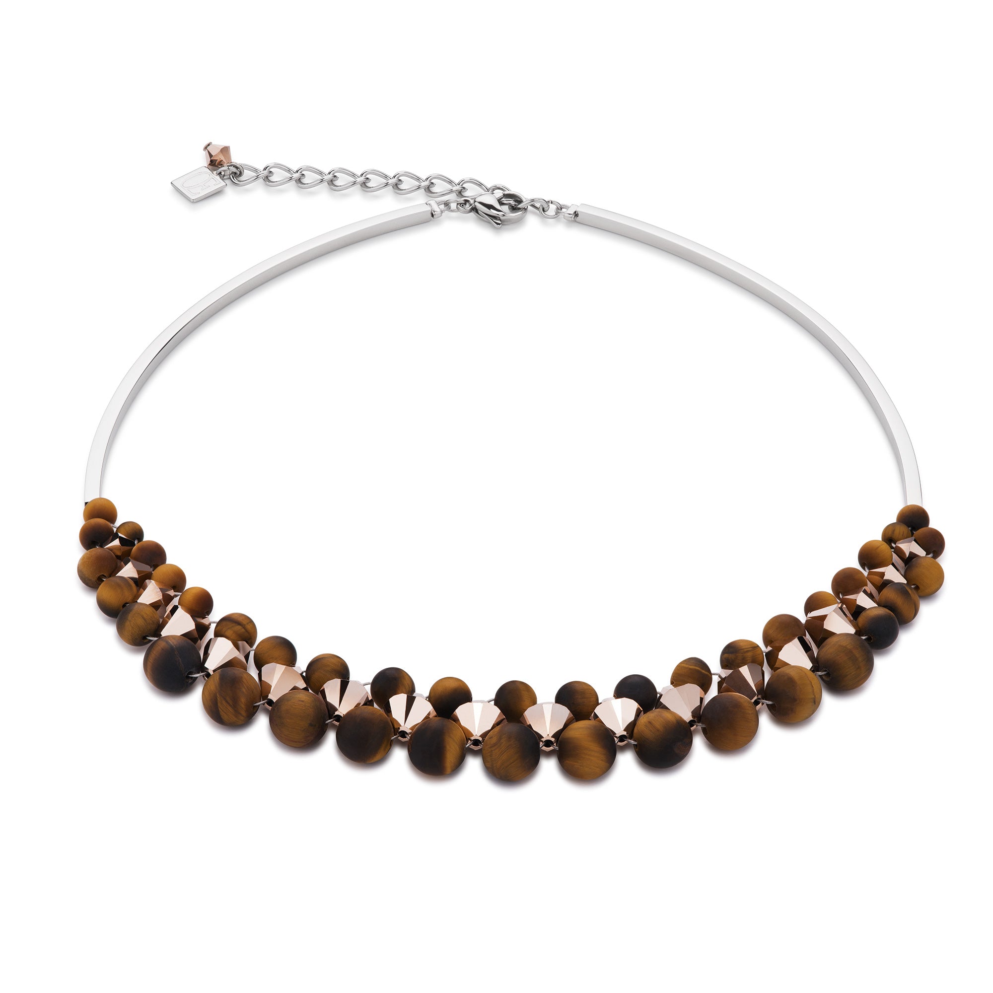 Tiger Eye multi row rose Necklace 4925/10_1100