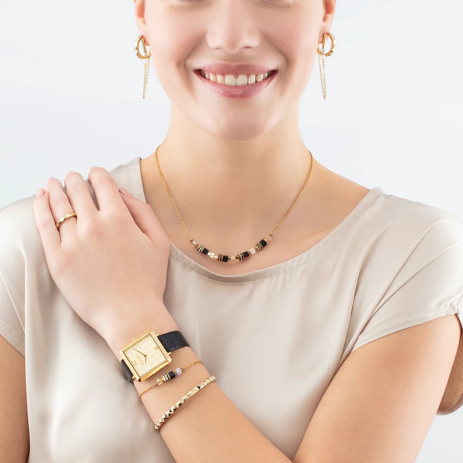 GeoCube Mini Black & Gold Chain Necklace 5076/10_1316