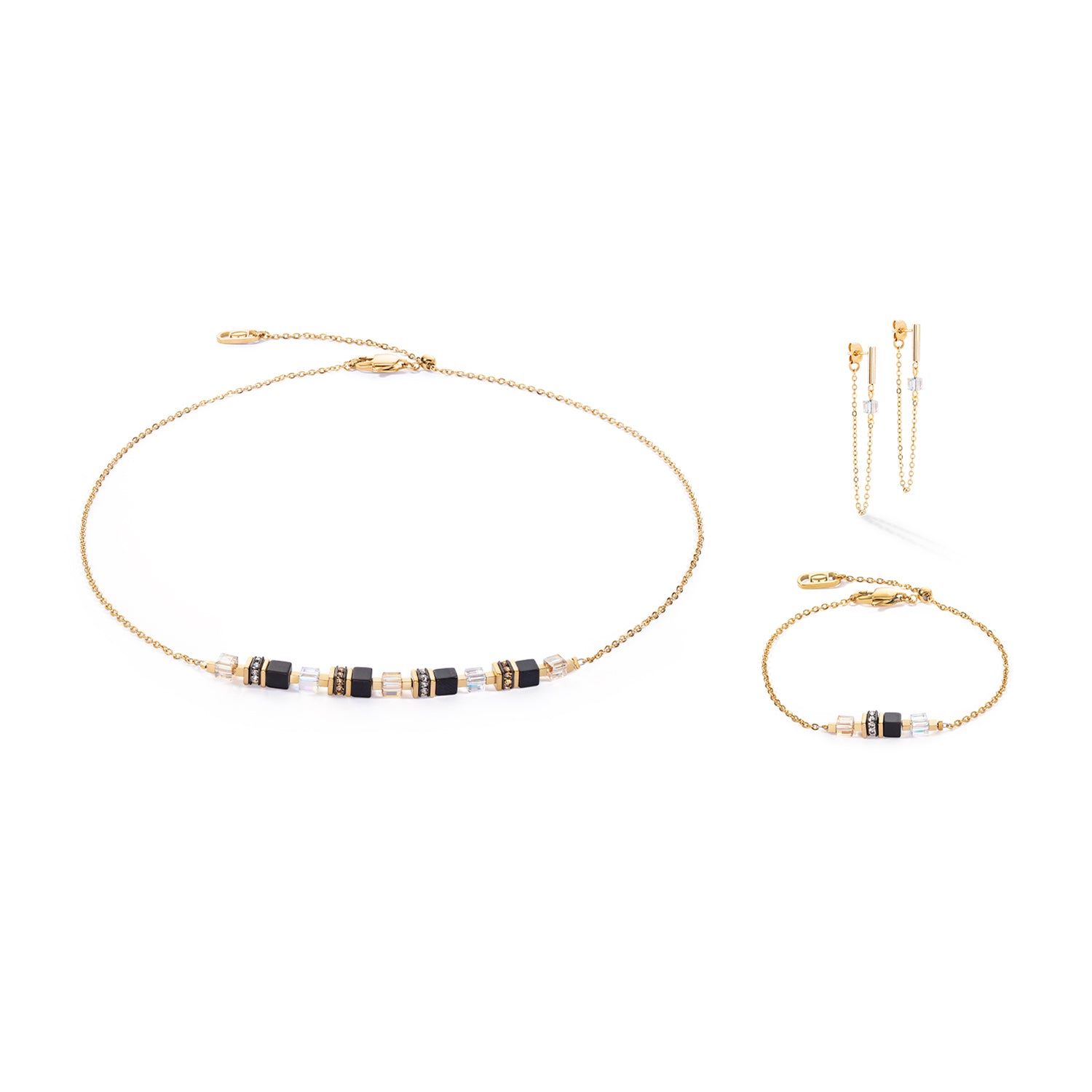 GeoCube Mini Black & Gold Chain Necklace 5076/10_1316