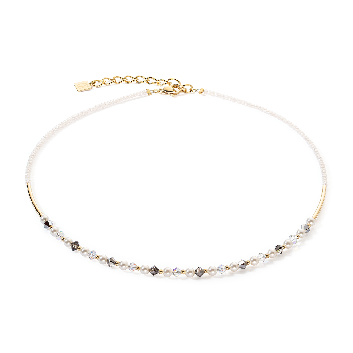 Princess Pearls Necklace Grey & Crystal 6022/10_1218