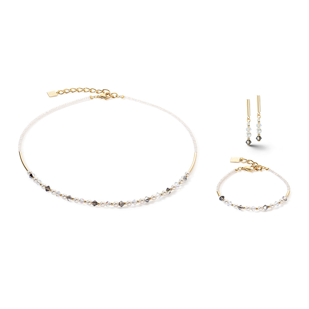 Princess Pearls Necklace Grey & Crystal 6022/10_1218