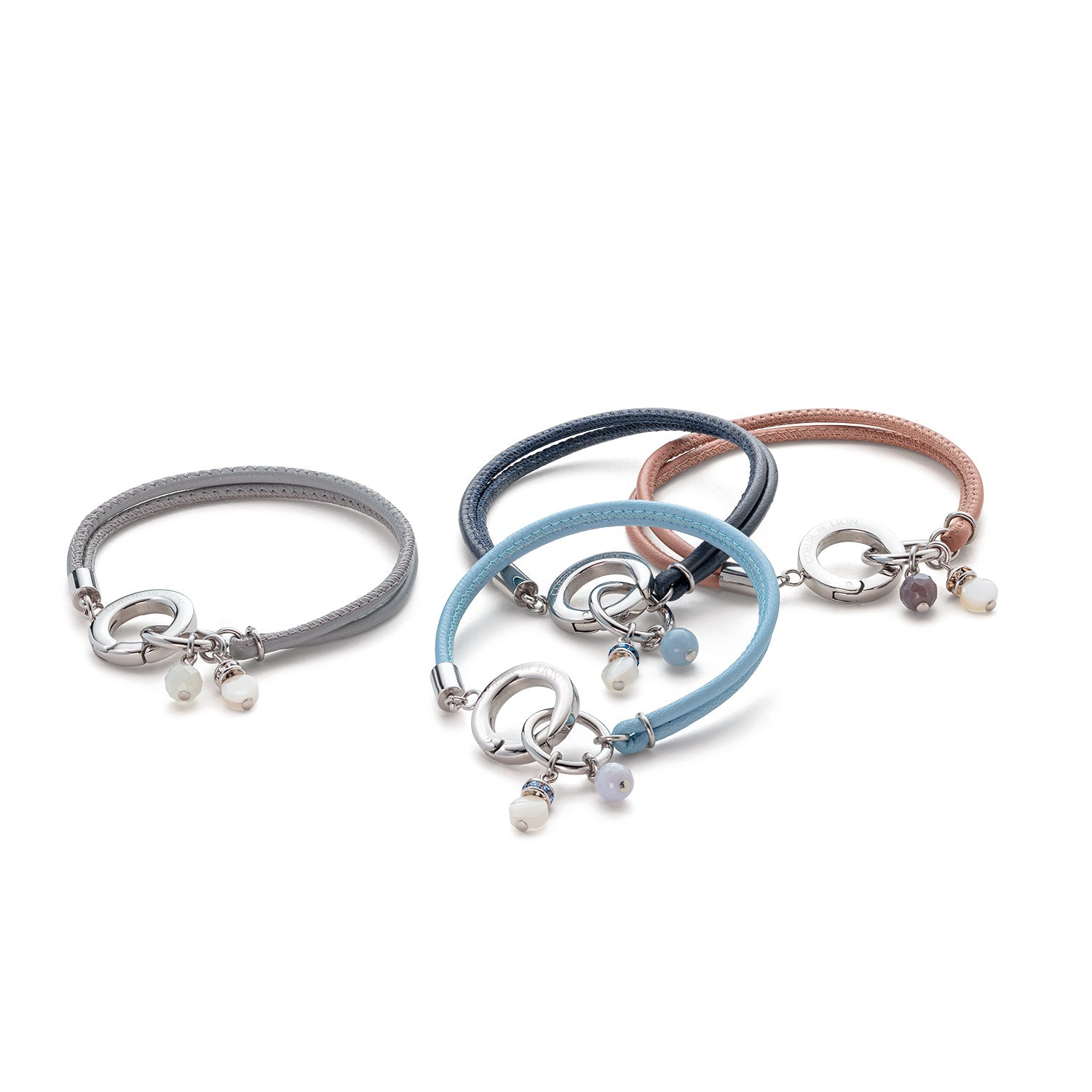 Tan Leather Bracelet with Stainless Steel & Pendants 0123_30_1022
