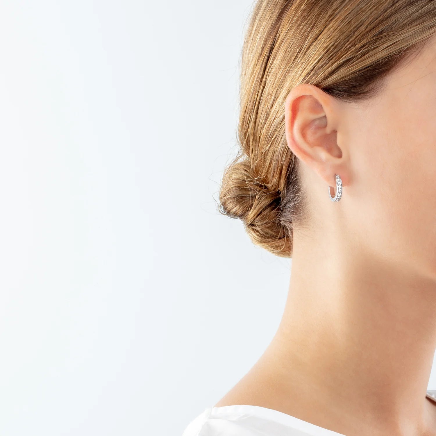 Hoop Wide Stainless Steel & Crystal Pavé Small Earrings 0127/21_1817