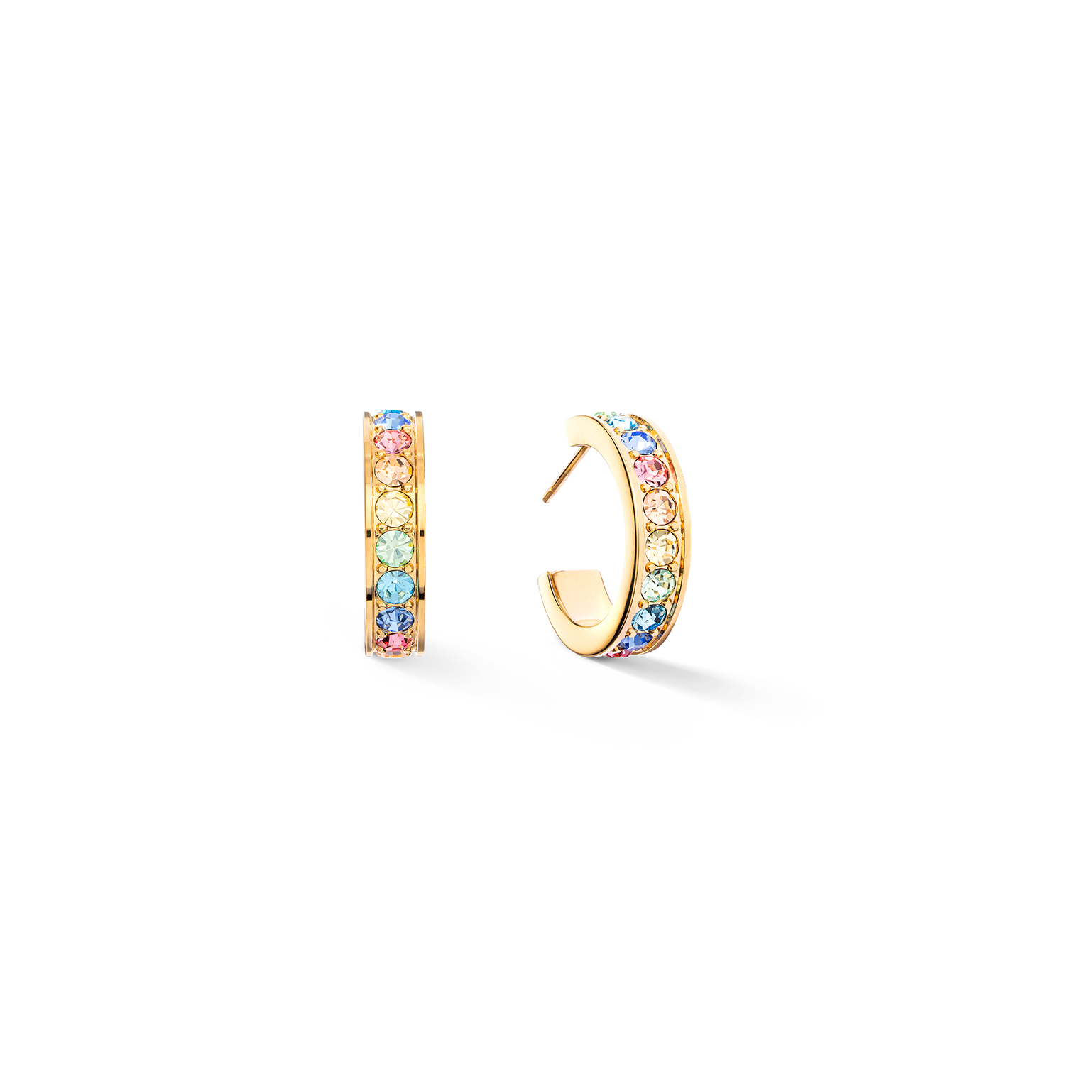 Hoop Wide Gold & Pastel Crystal Pavé Earrings 0131/21_1590