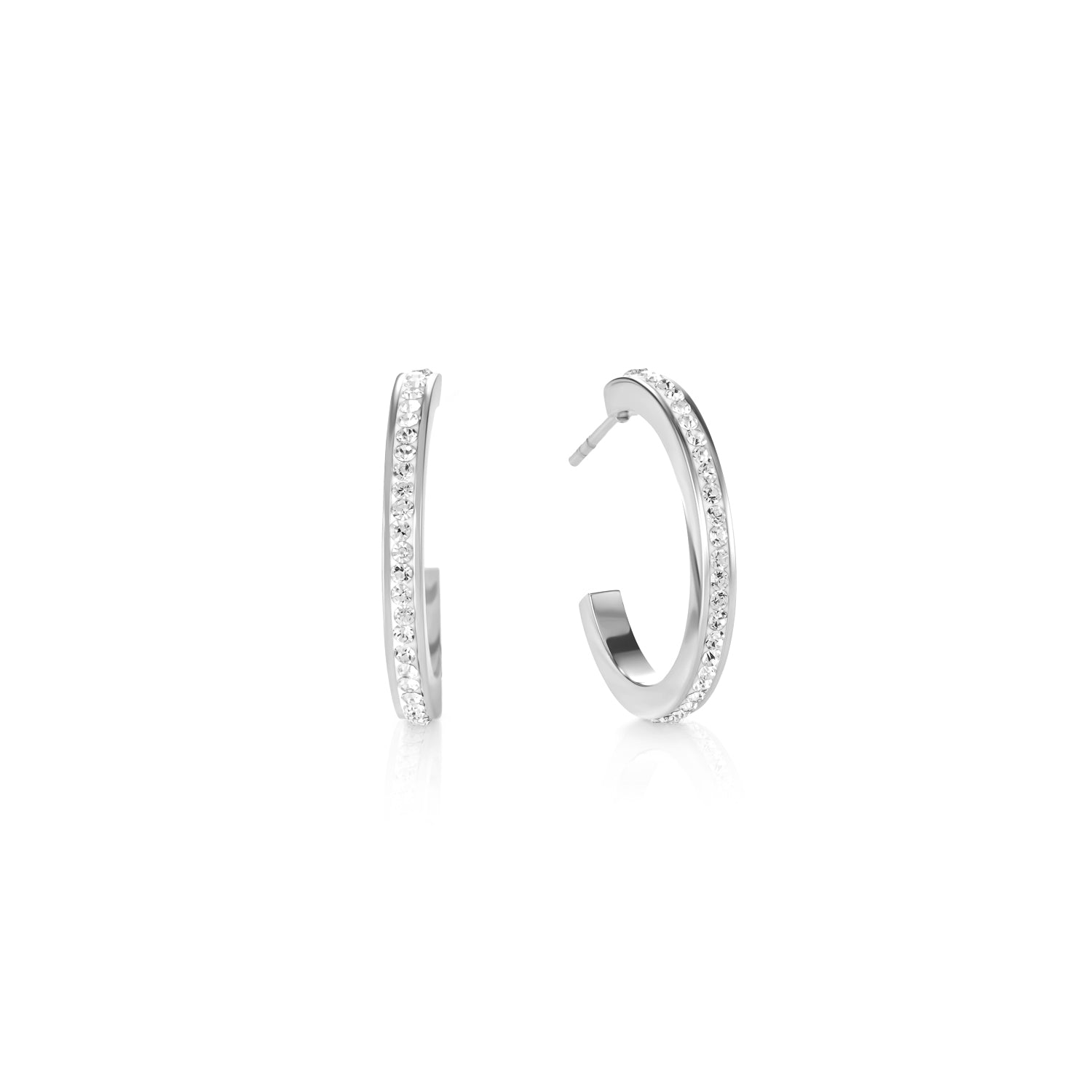 Hoop Stainless Steel & Crystal Pavé Earrings  0139_1817