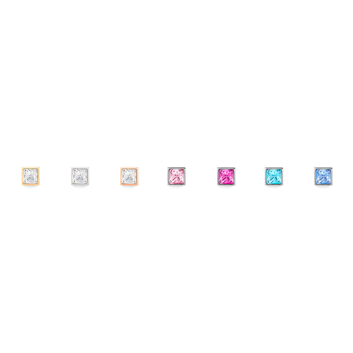 Brilliant Square Stud Earrings with Crystals 0500/21_1917 - Rose