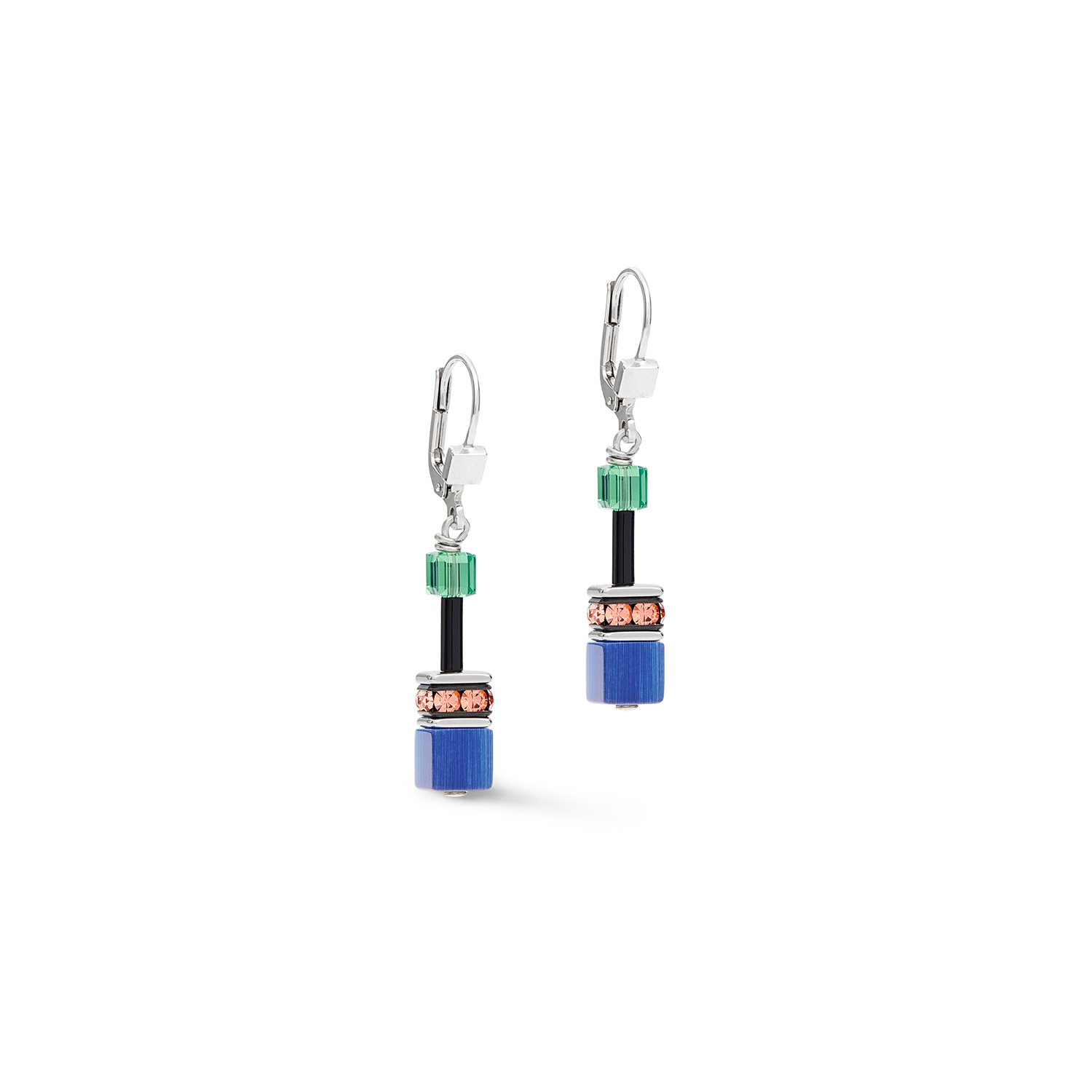 Geo Cube Blue, Green & Orange Earrings 2838/20_1579