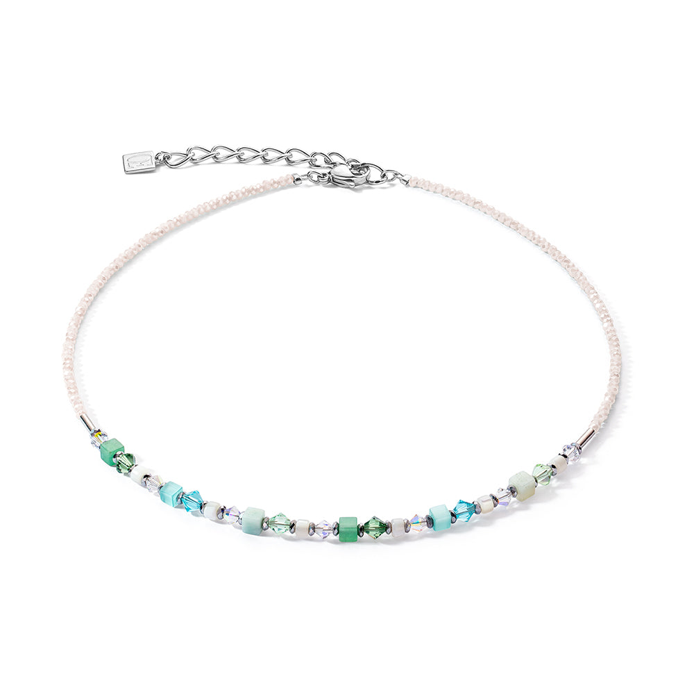 Shimmering Turquoise, Green, White & Silver Necklace 4239/10_0522