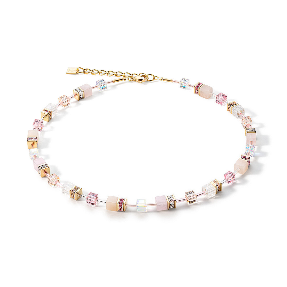 Geo Cube Light Rose & Champagne Necklace 4605/10_1920