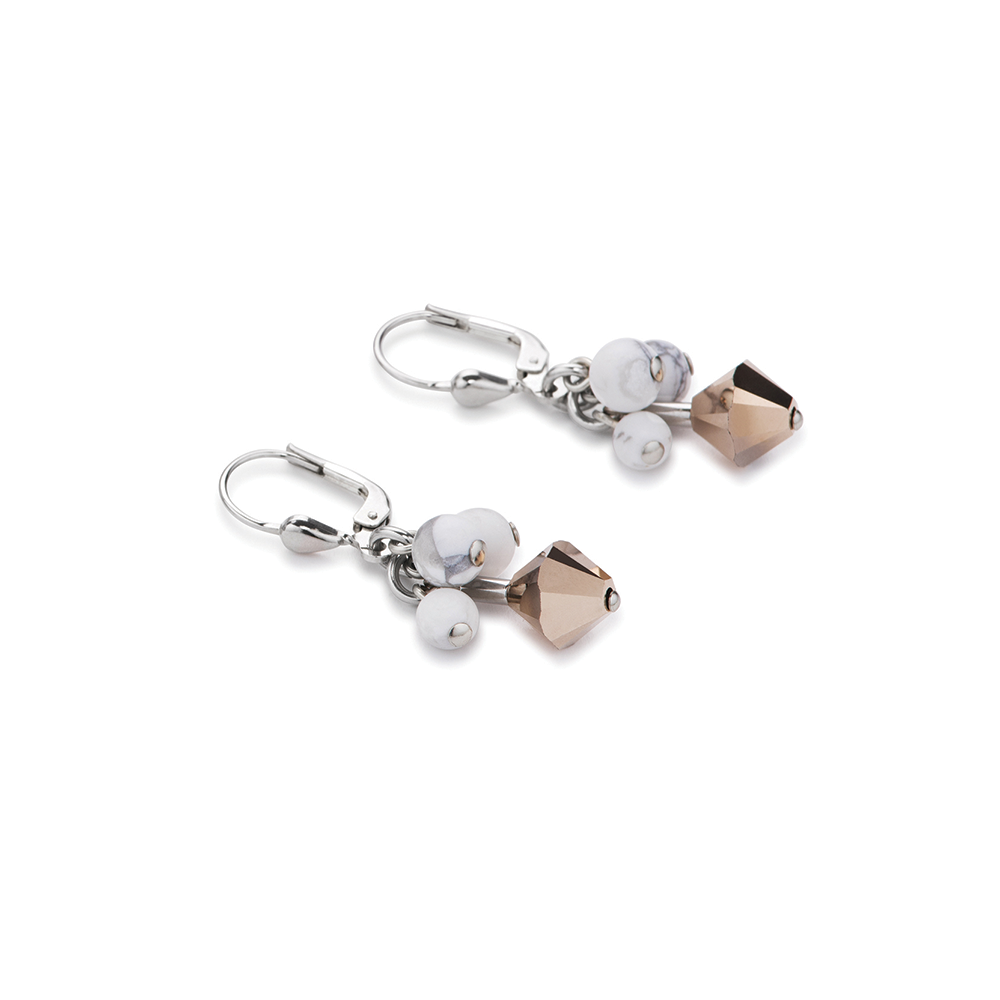Howlite multi row rose white Earrings 4925/20_1400