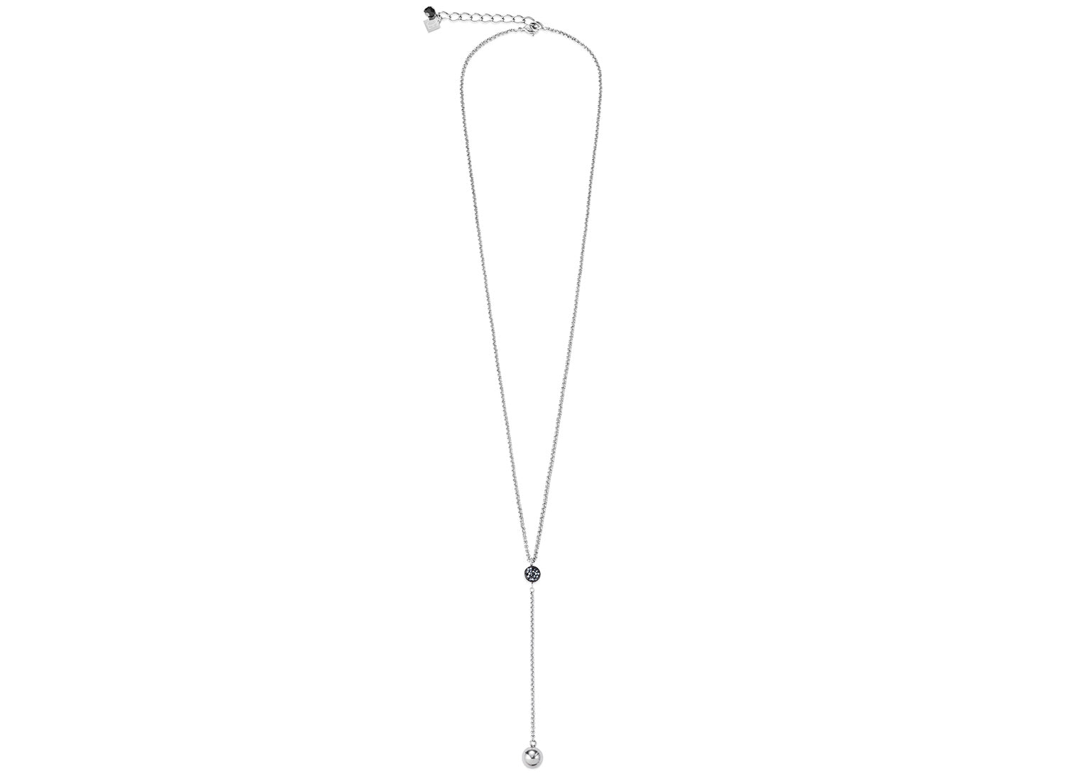 Bold grey hematite & s/steel long Necklace 4956/10_1700