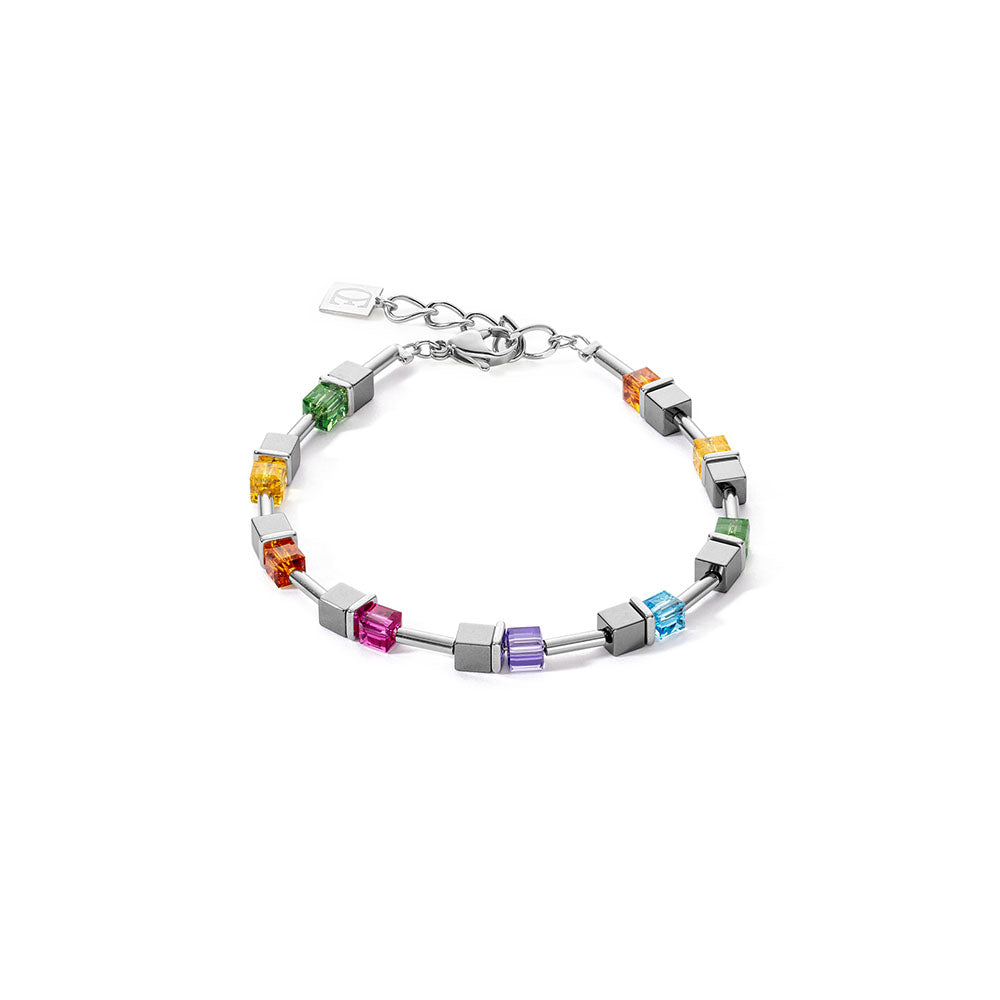GeoCube Bright Rainbow & Grey Hematite Bracelet 5020/30_1500