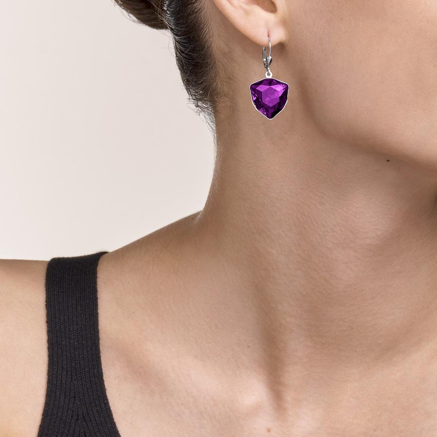 Purple European Crystal Pendant Statement Earrings 5054/20_0824