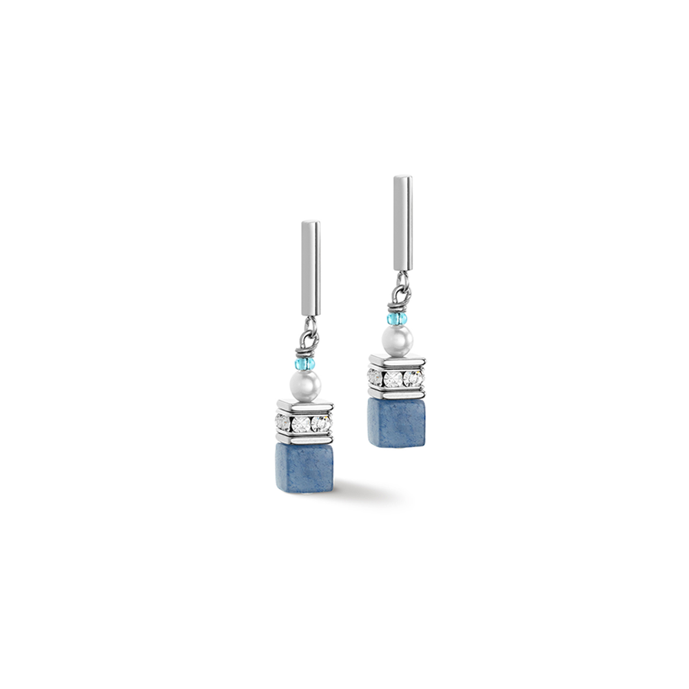 GeoCube Blue with Crystal Pearl Earrings 5086/21_0737