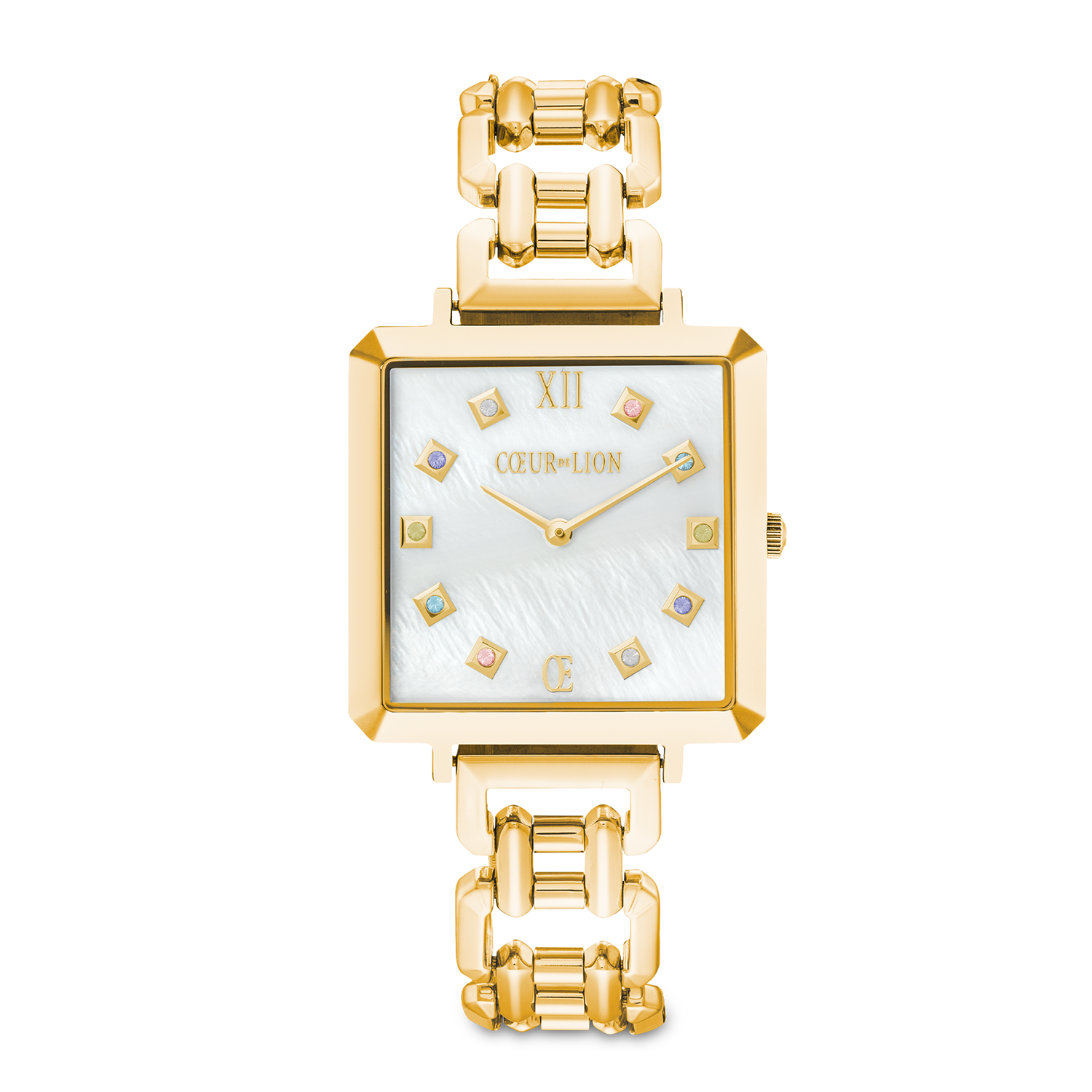 White Mother of Pearl & Gold Iconic Cube Watch 7632_74_1643