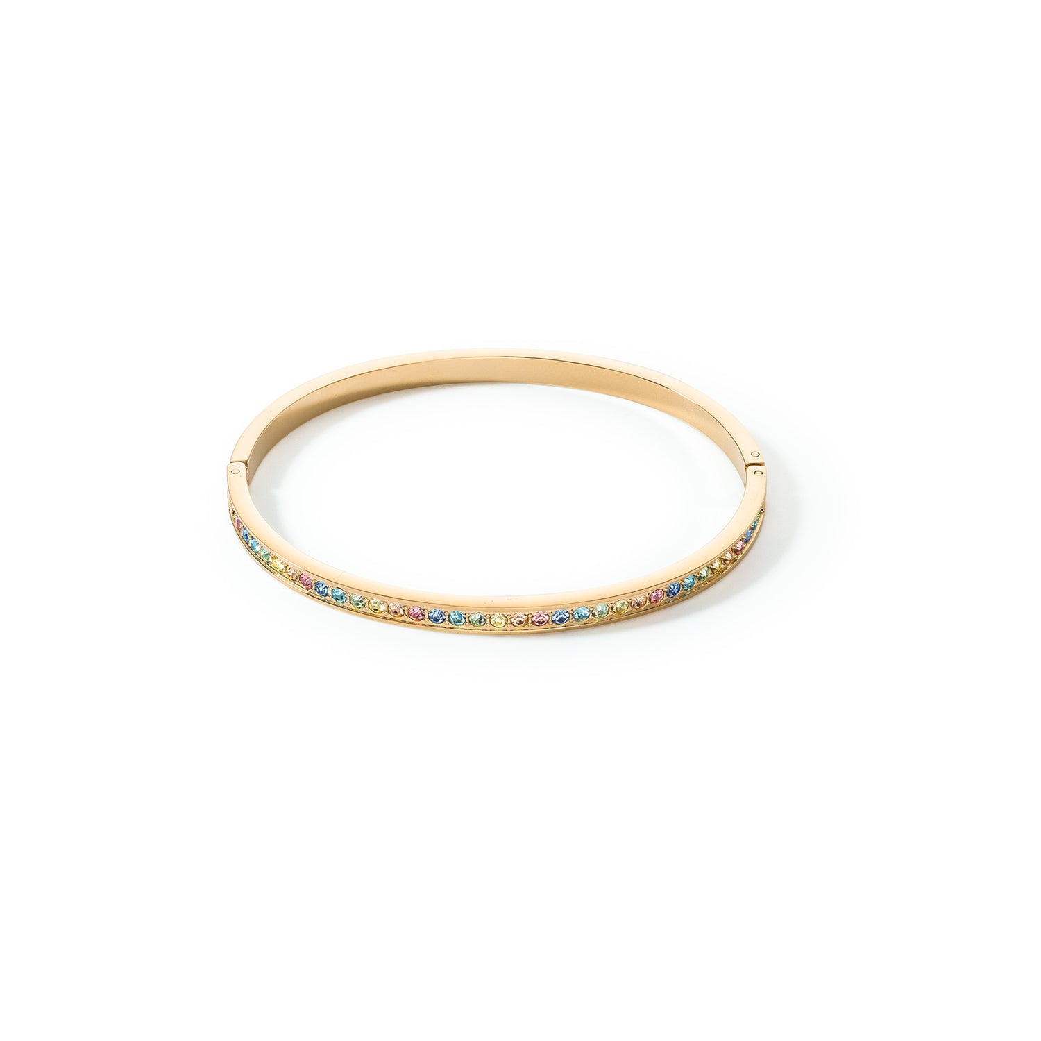 Pastel Rainbow crystal bangle gold plated stainless steel 0127_1590