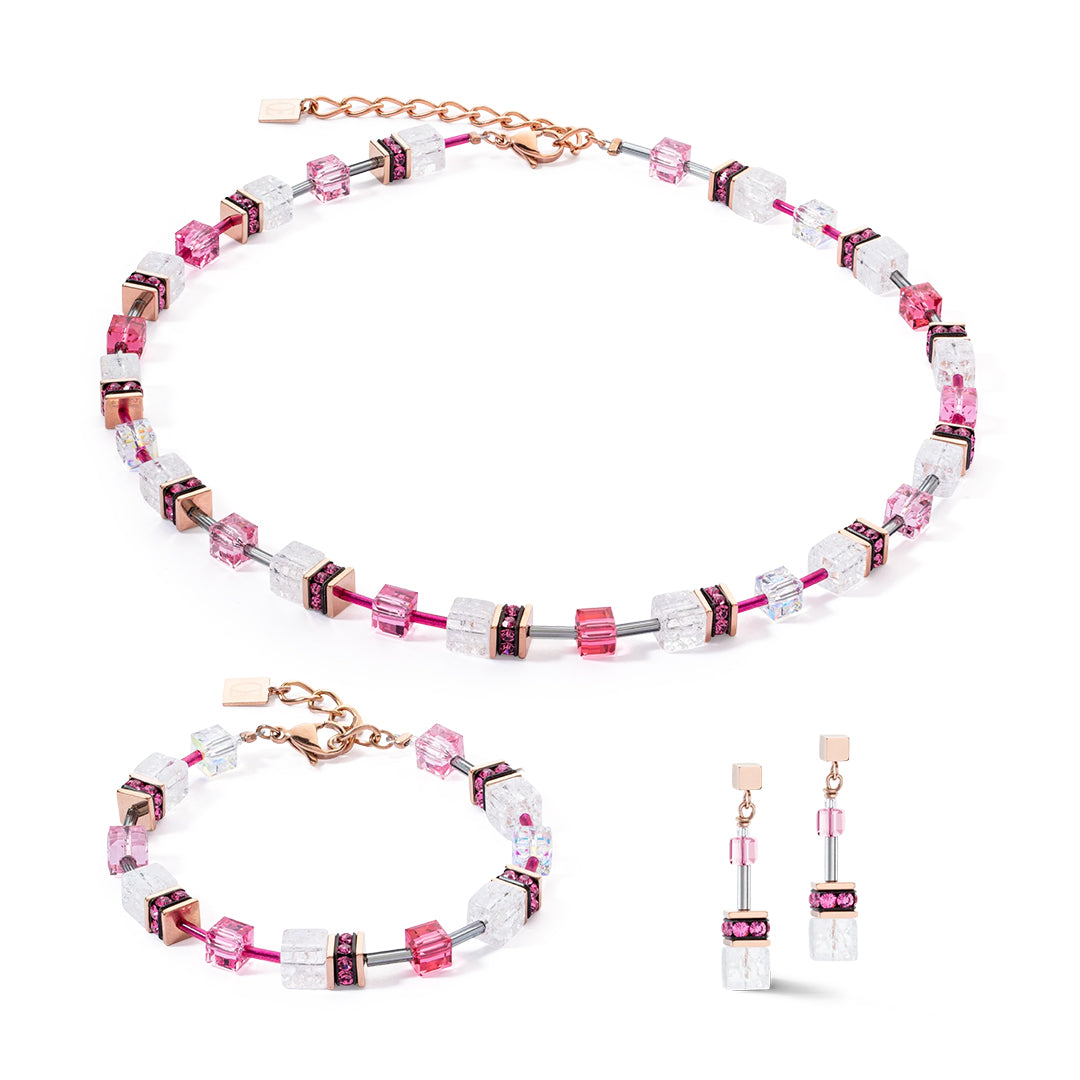 GeoCube Pink & White Rock Crystals Bracelet 3018/30_0400