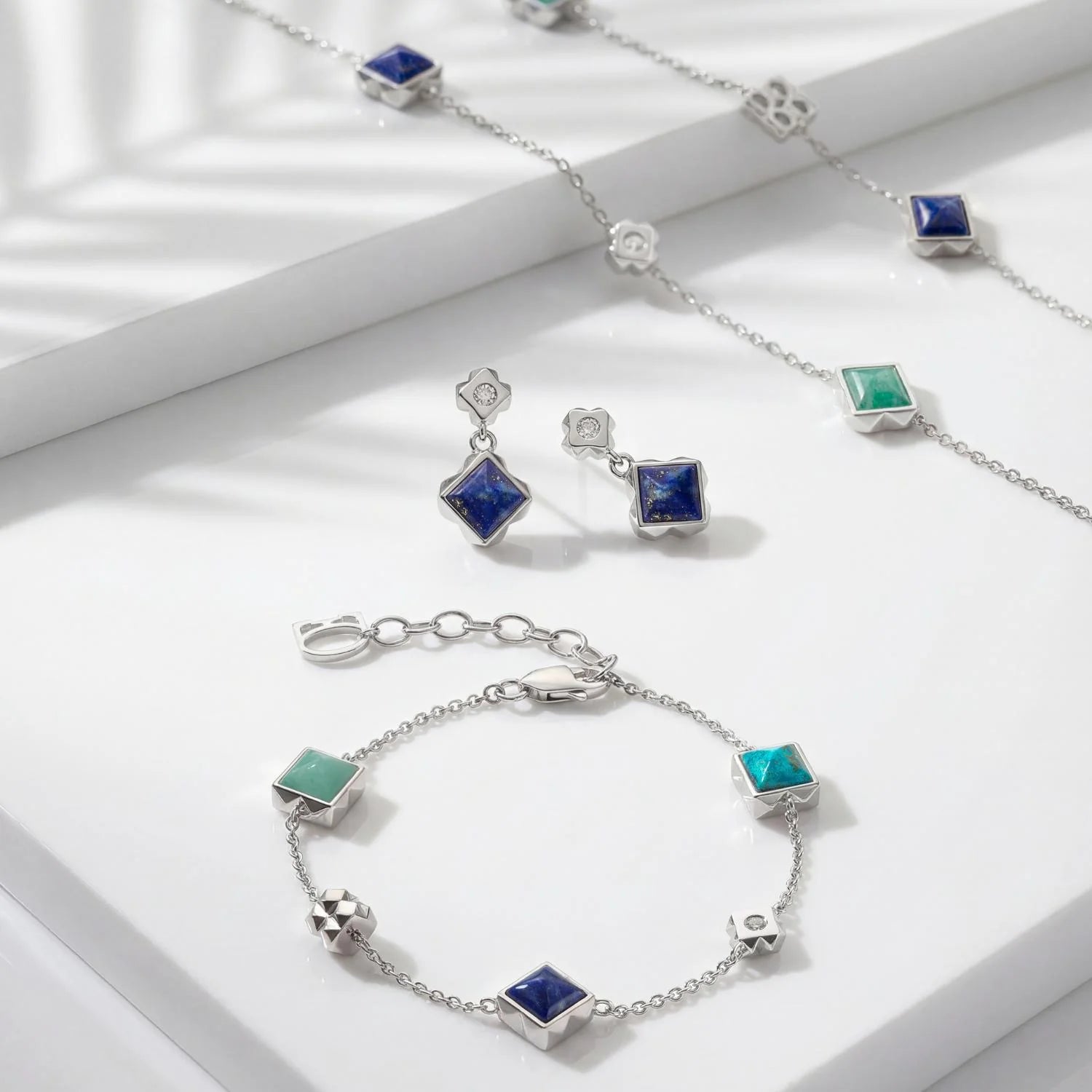 Fine Edition Sterling Silver & Sodalite Square Bracelet 1035/30_0717