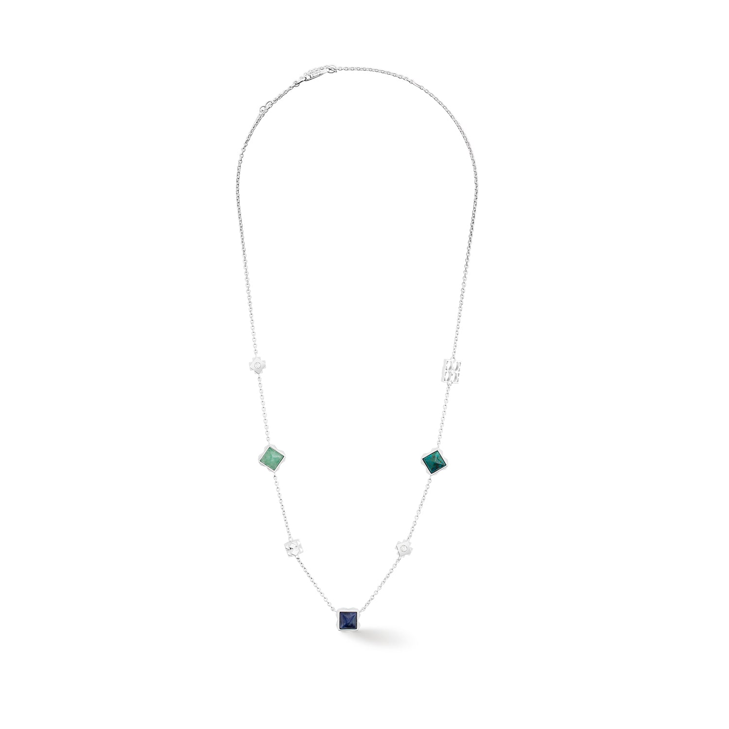 Fine Edition Sterling Silver & Sodalite Square Necklace 1035/10_0717