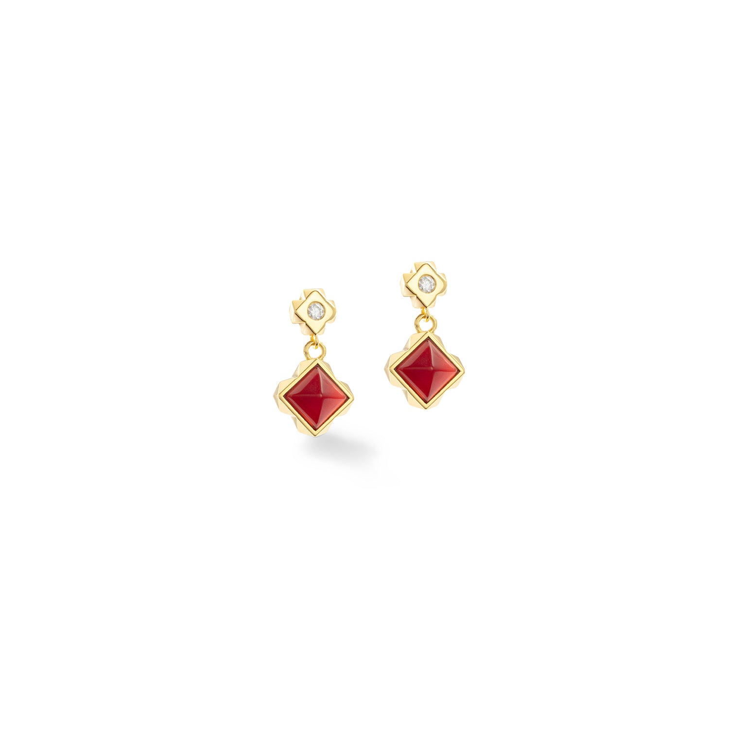 Fine Edition Gold, Red, Burnt Orange Square Earrings 1035/21_0316