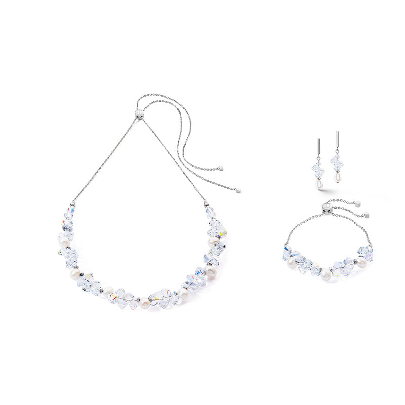 Dancing Crystals & Pearls Silver Necklace 1124/10_1417