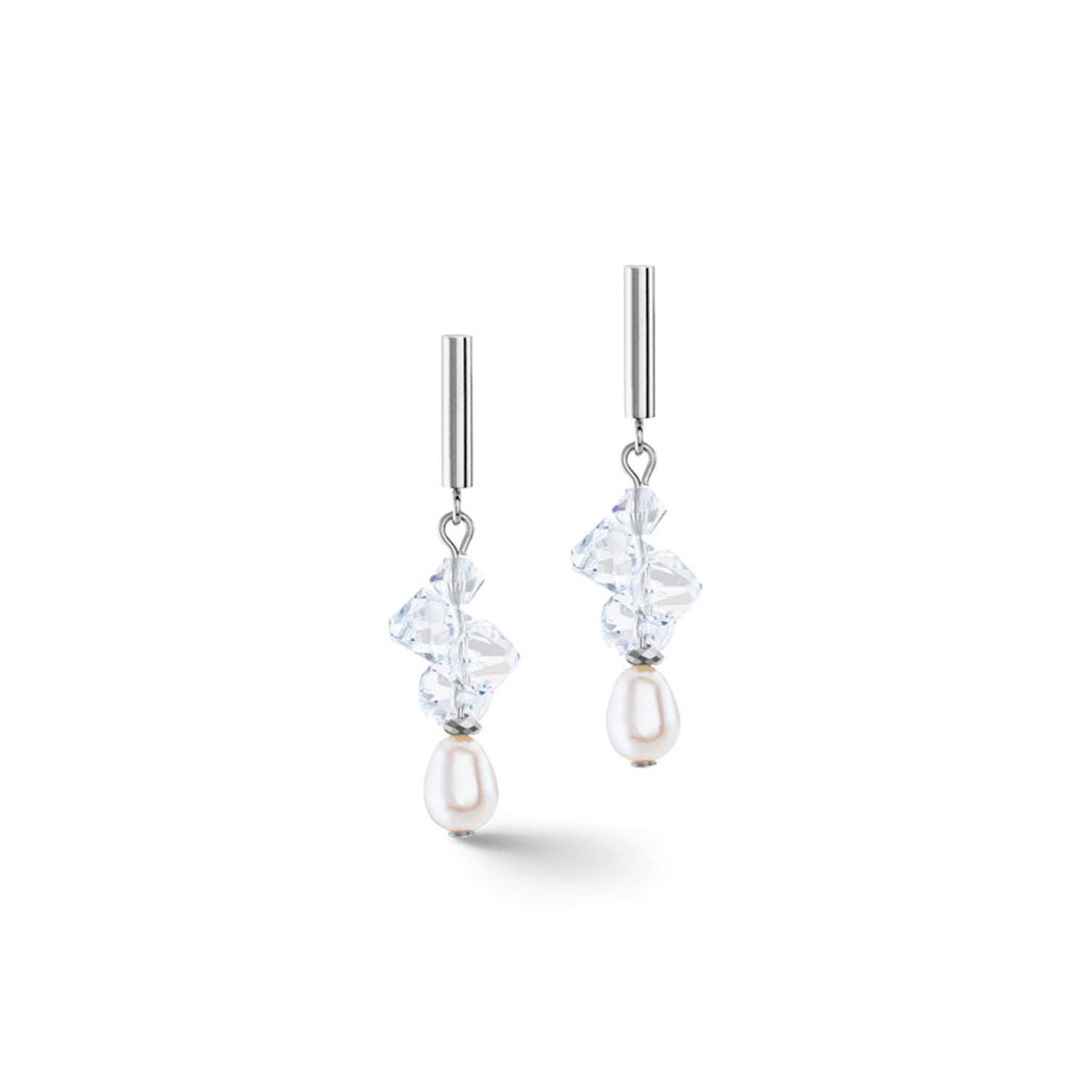 Dancing Crystals & Pearls Silver Earrings 1124/21_1417
