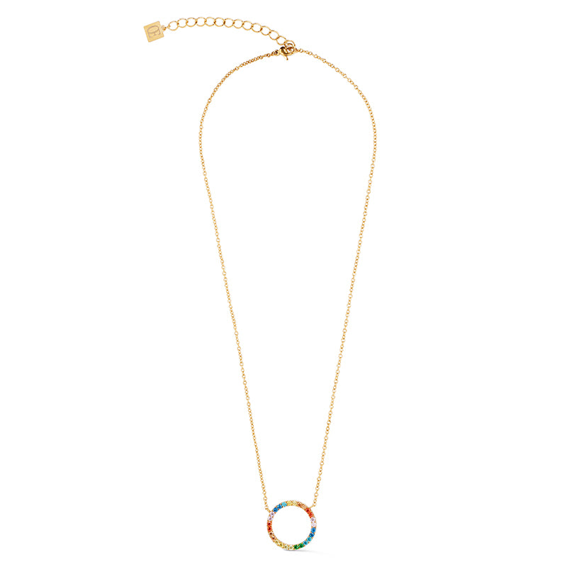 Circle Multicolour Gold Pendant Necklace 2057/10_1516