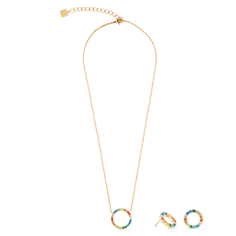 Circle Multicolour Gold Pendant Necklace 2057/10_1516