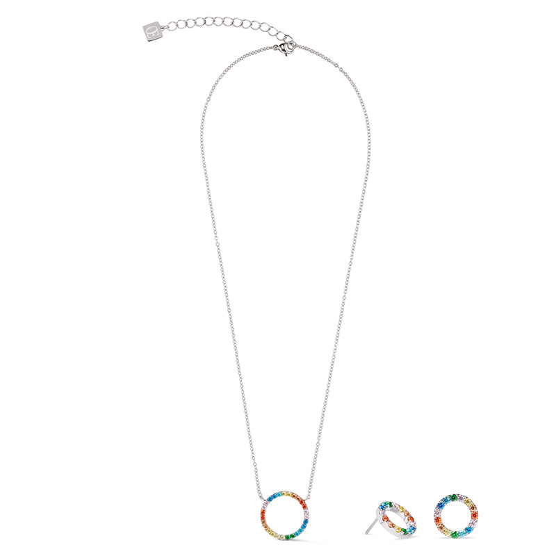 Circle Multicolour Silver Pendant Necklace 2057/10_1517