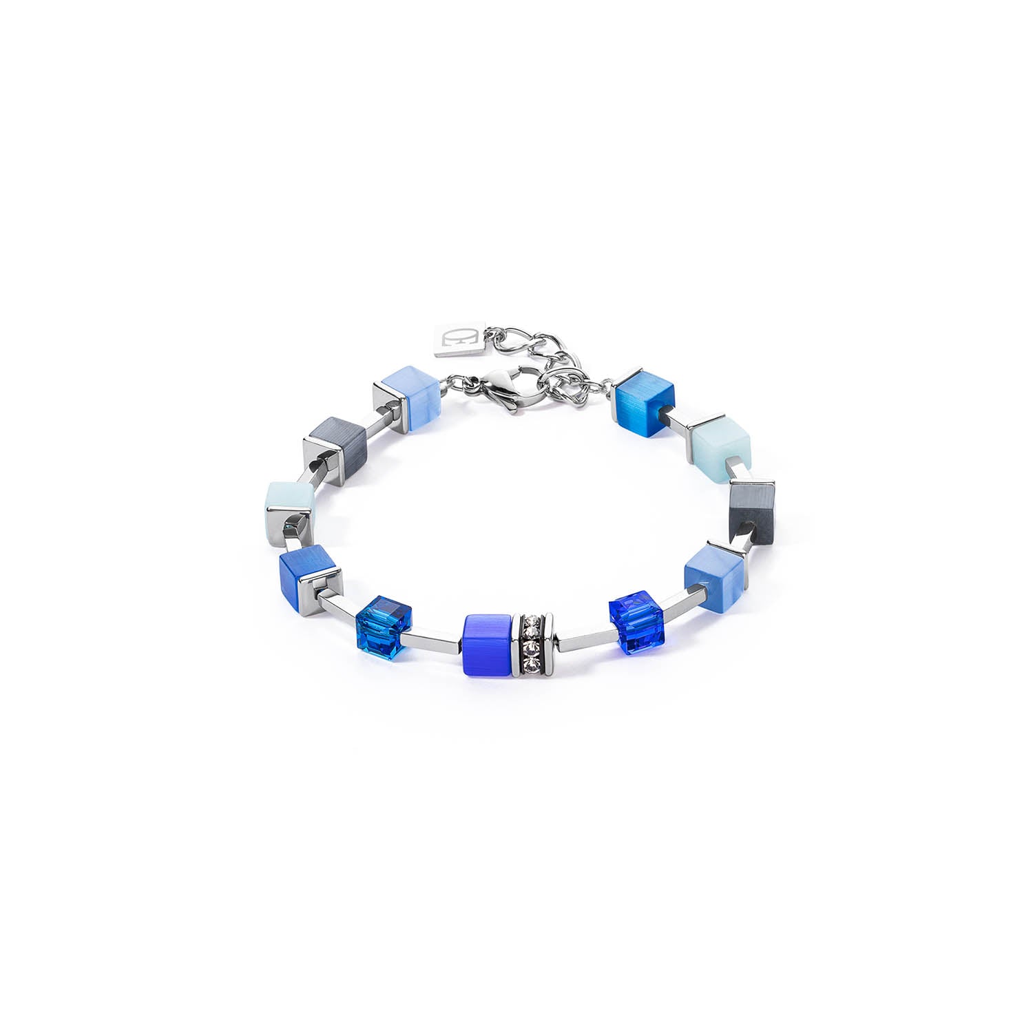 GeoCube Ocean Blue & Silver Bracelet 2700/30_0700