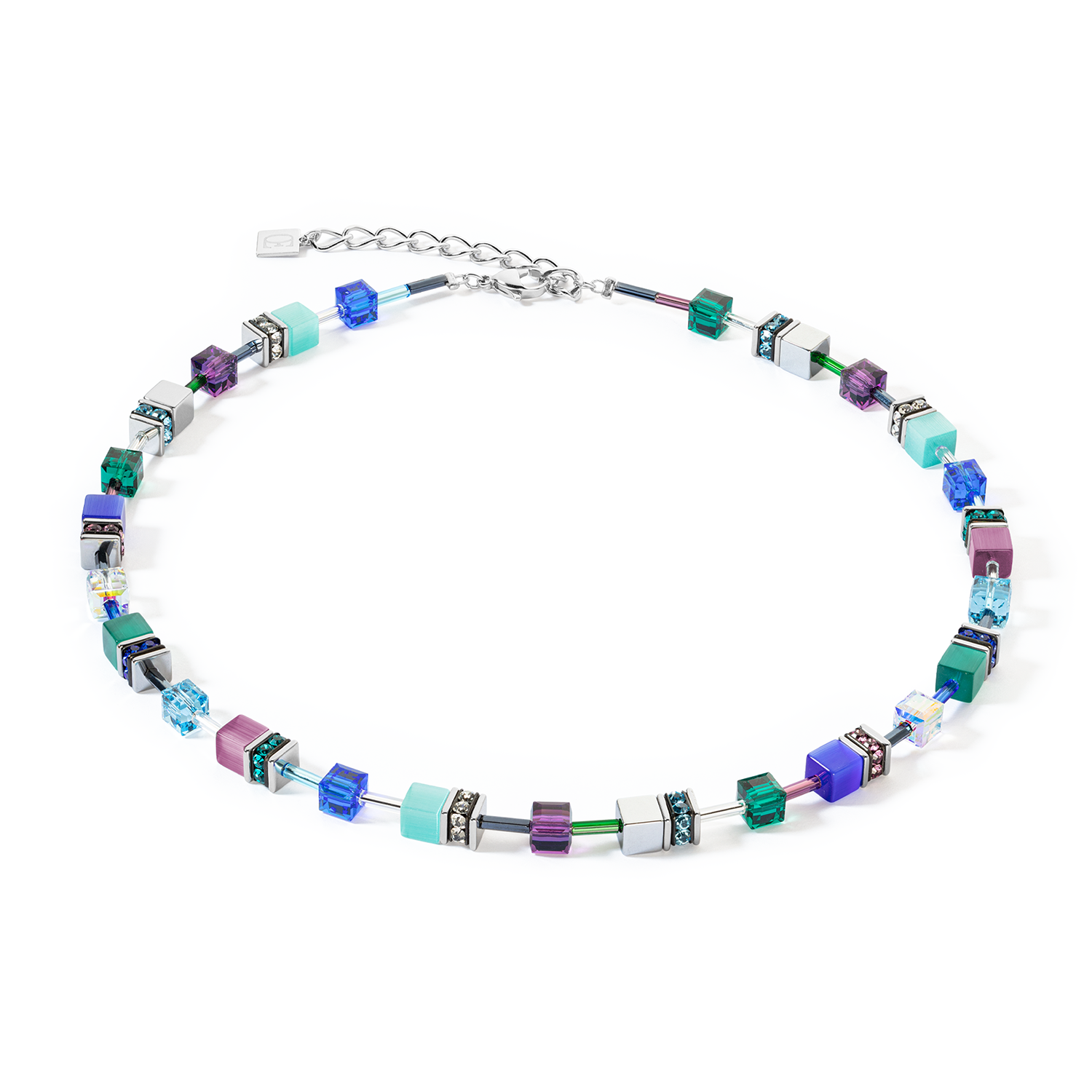 Geo Cube Turquoise & Purple Necklace 2838/10_0608