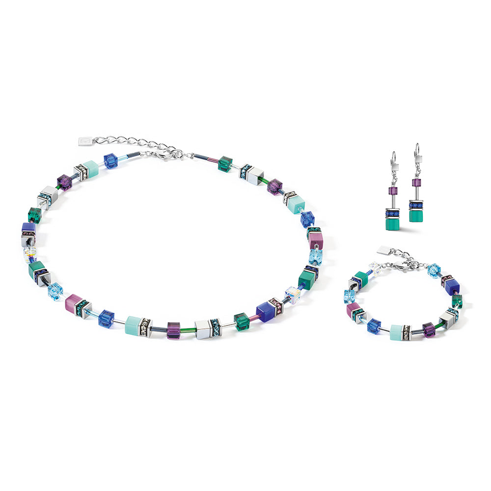 Geo Cube Turquoise & Purple Necklace 2838/10_0608