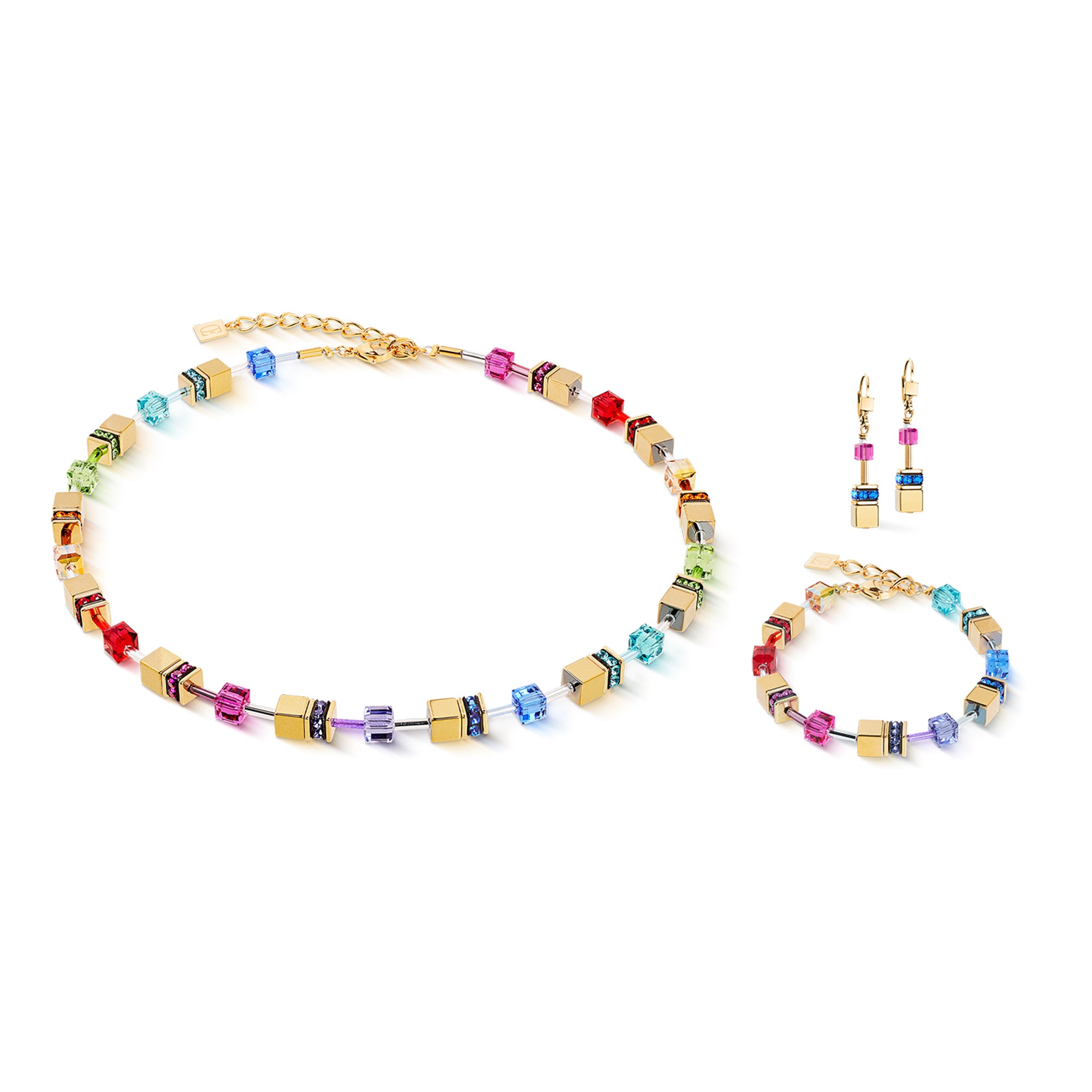 GeoCube Bright Rainbow & Metallic Gold Bracelet 3015/30_1535