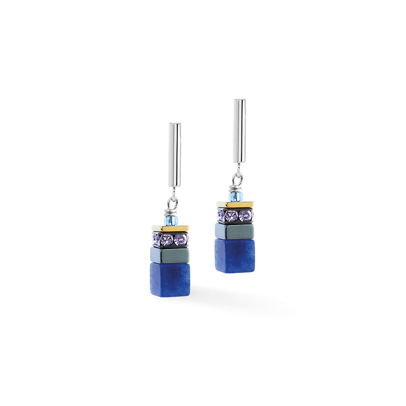 GeoCube Natural Deep Blue Sodalite & Purple Earrings 3017/21_0708