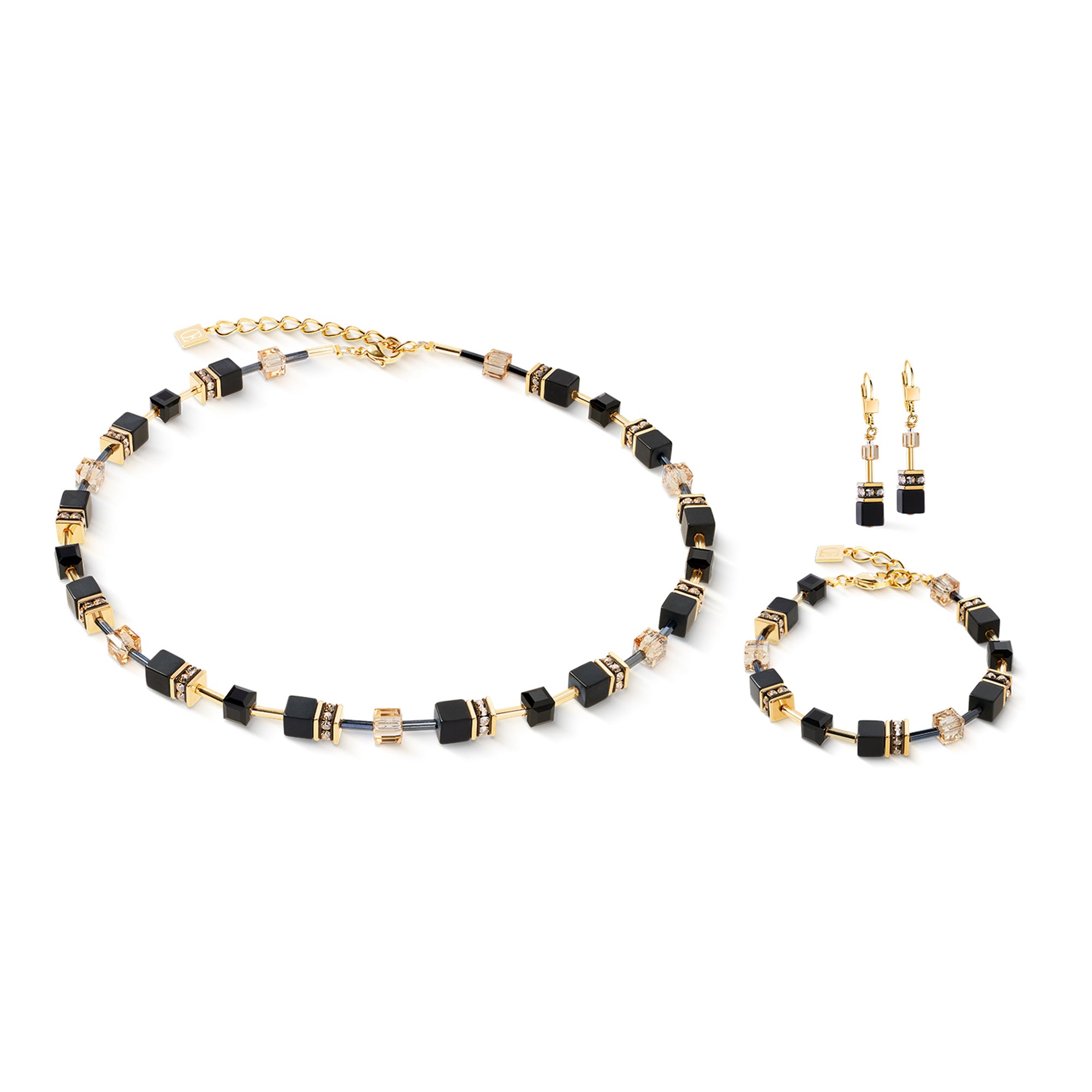 GeoCube Natural Onyx & Gold Bracelet 4018/30_1316