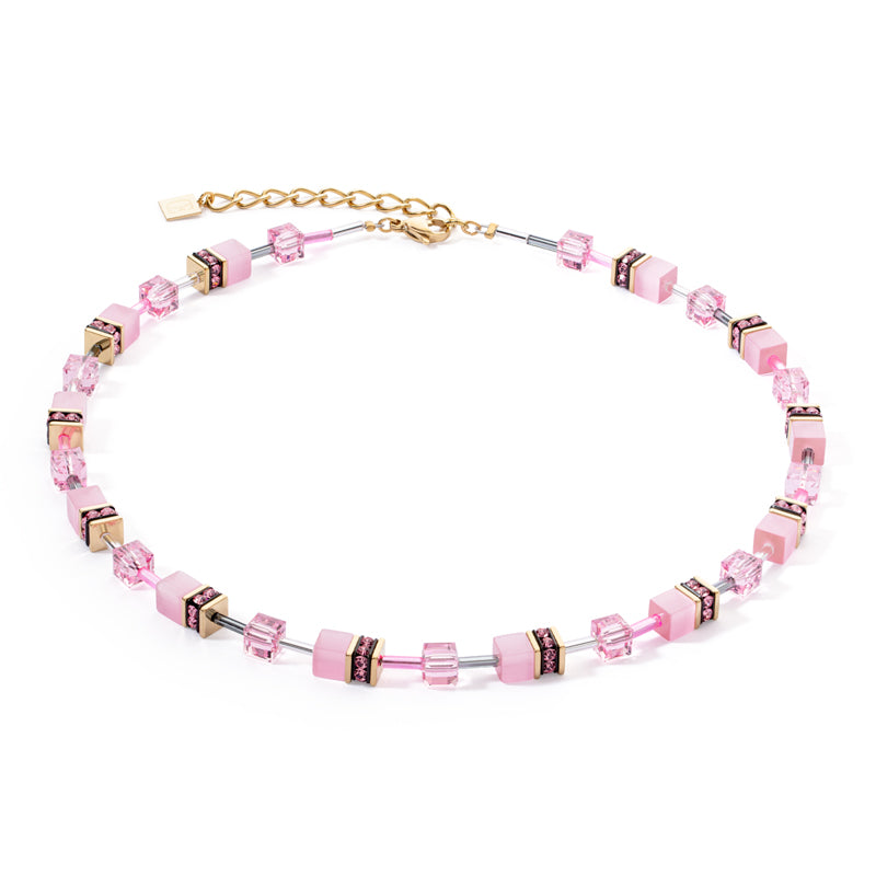 Geo Cube Mono Gold Necklace Pink 4020/10_1920