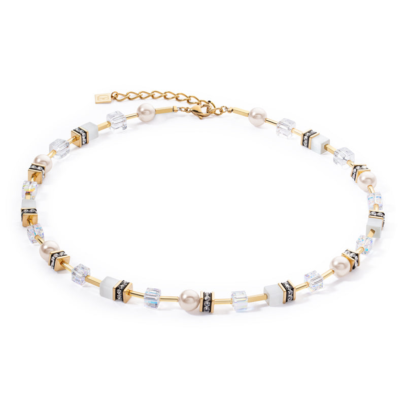 GeoCube Iconic Pearl Mix Gold-White Necklace 4081/10_1416