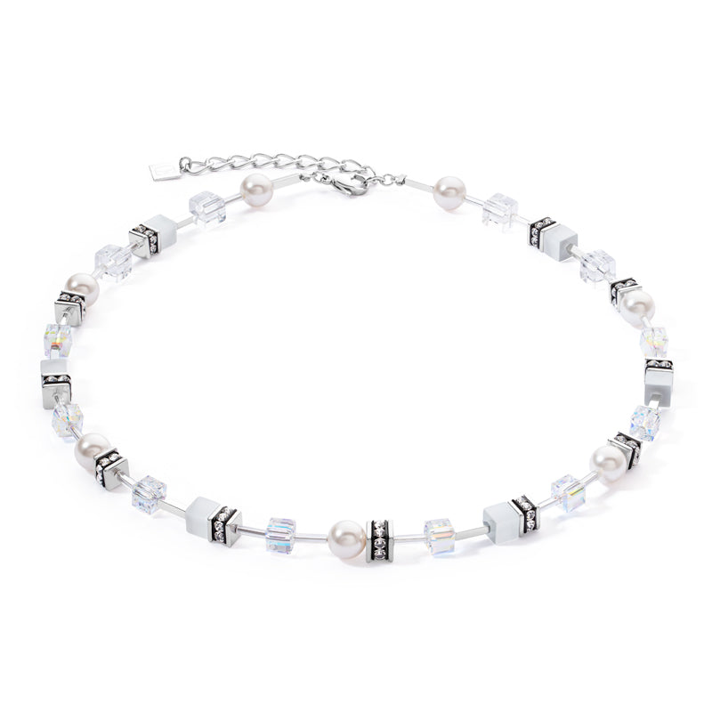 GeoCube Iconic Pearl Mix Silver-White Necklace 4081/10_1417