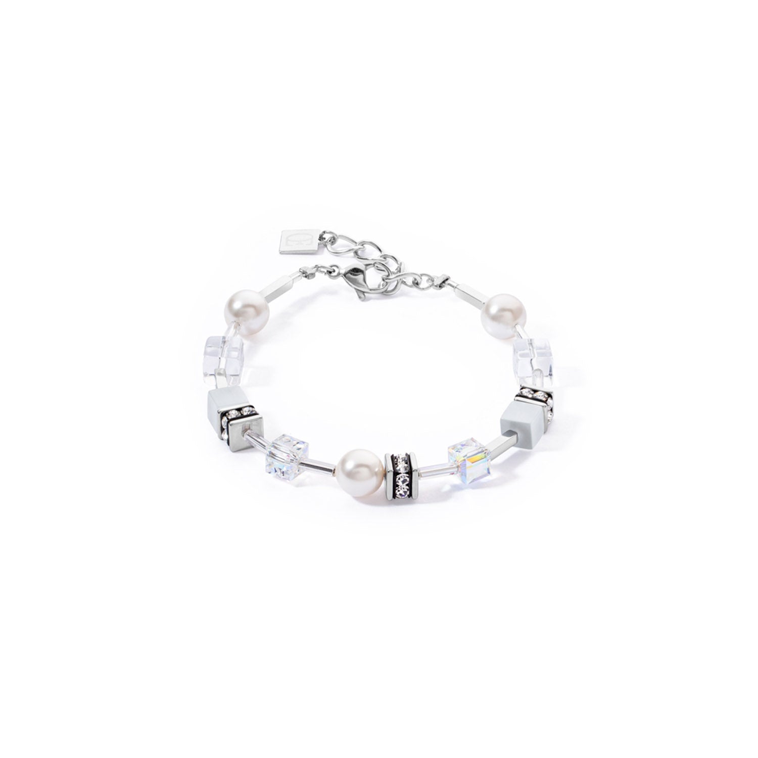 GeoCube Iconic Pearl Mix Silver-White Bracelet 4081/30_1417