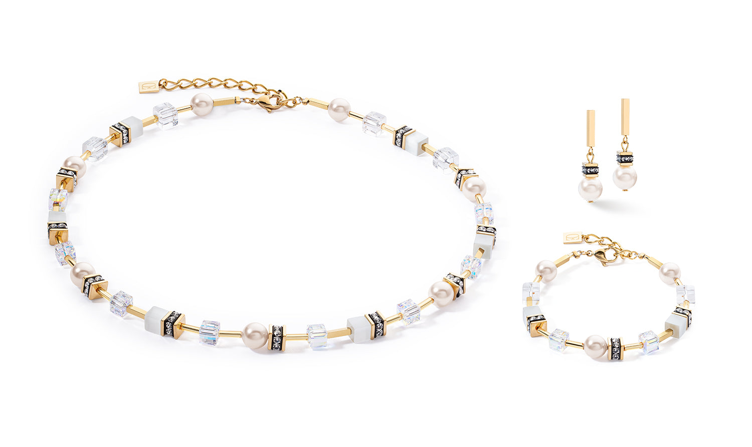 GeoCube Iconic Pearl Mix Gold-White Bracelet 4081/30_1416